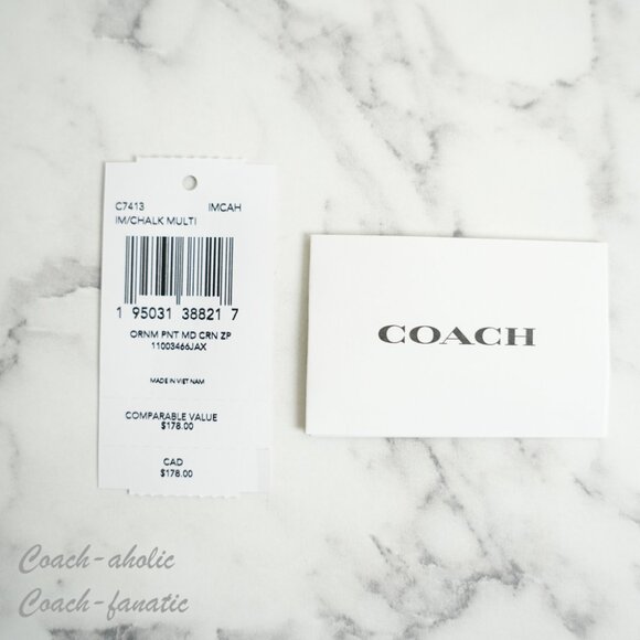 COACH C7413 Medium Corner Zip Wallet With Ornament Print Gold/Chalk Multi - Picture 8 of 9